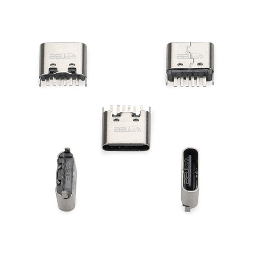 TYPE-C 6PIN  母座立式插板H=6.8-脚长1.5--（UC.01.13-1B-0001）